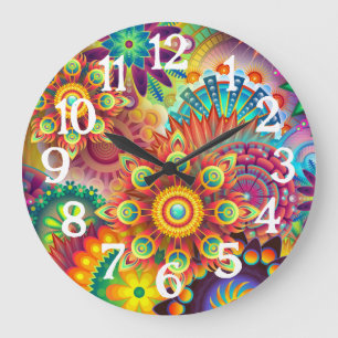 Rainbow Colourful Mandalas Clock