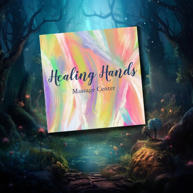 Rainbow Colourful Oil Paint Square Business Card (Creator Uploaded)