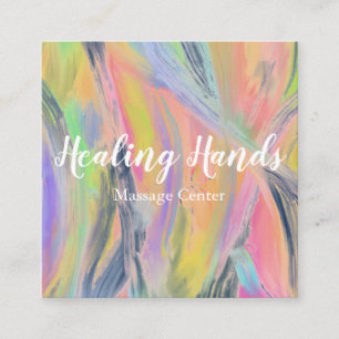 Rainbow Colourful Oil Paint Square Business Card
