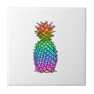 Rainbow Colourful Pineapple Ceramic Tile