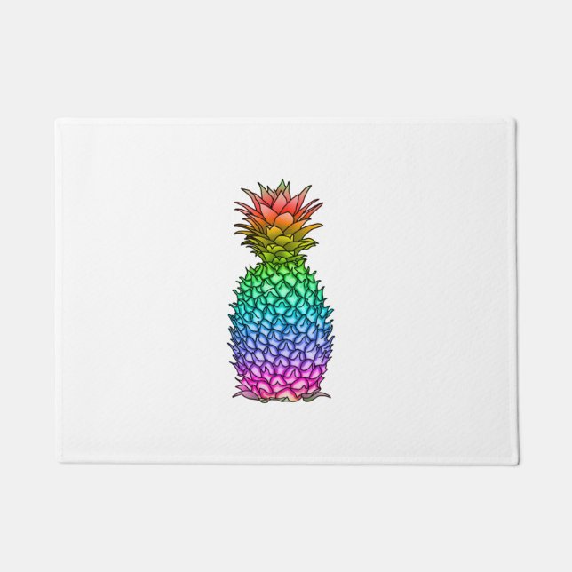 Rainbow Colourful Pineapple Doormat (Front)