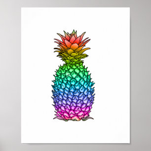 Rainbow Colourful Pineapple Poster