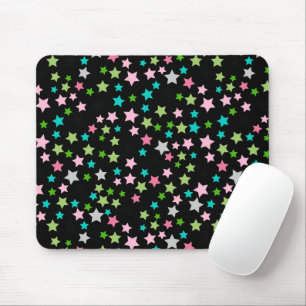 Rainbow Colourful Stars Black Starry Night Mouse Pad