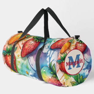 Rainbow Colourful Strawberries Strawberry Duffle Bag