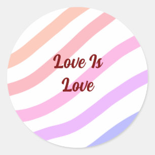 Rainbow colourful stripes pastel love is love prid classic round sticker