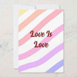 Rainbow colourful stripes pastel love is love prid invitation
