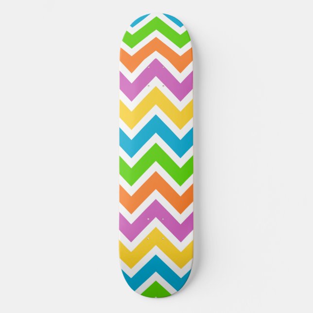Rainbow Colourful Wave Skateboard (Front)