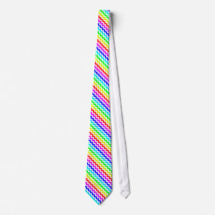 Rainbow Colourful White Chevron Tie