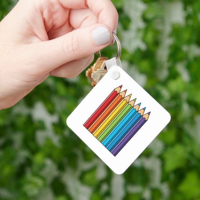 Rainbow Colouring Pencils Key Ring (Hand)