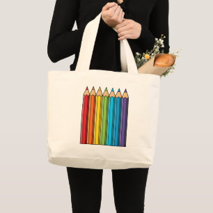 Rainbow Colouring Pencils Large Tote Bag