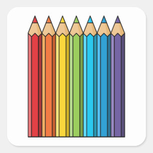 Rainbow Colouring Pencils Square Sticker