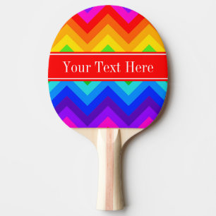 Rainbow Colours #2 LG Chevron Brt Red Name Monogra Ping Pong Paddle