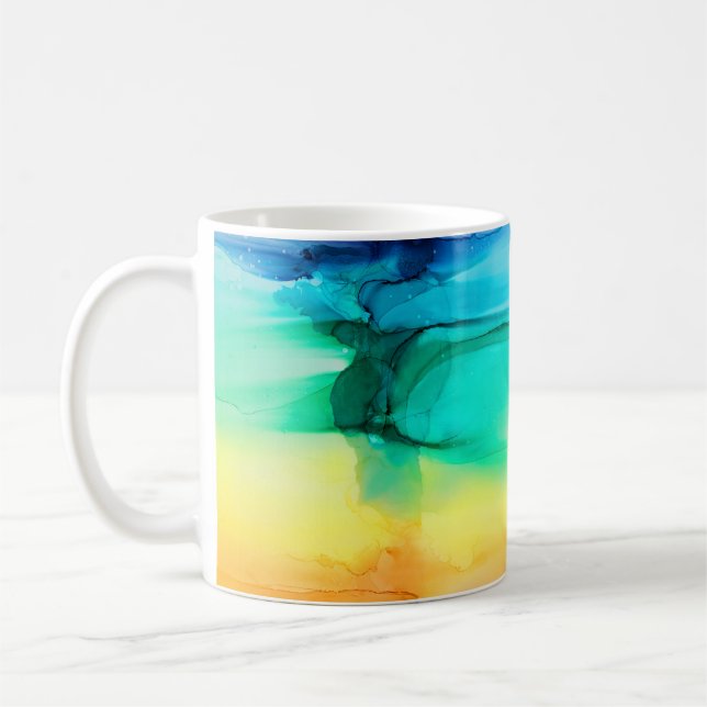 Rainbow colours, abstract acrylic mix. coffee mug (Left)