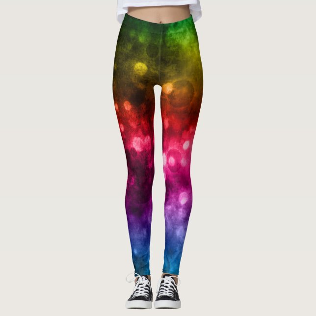 Rainbow Colours Abstract Bokeh Design Leggings (Front)