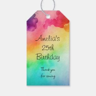 Rainbow Colours Abstract Design Birthday Favour Gift Tags