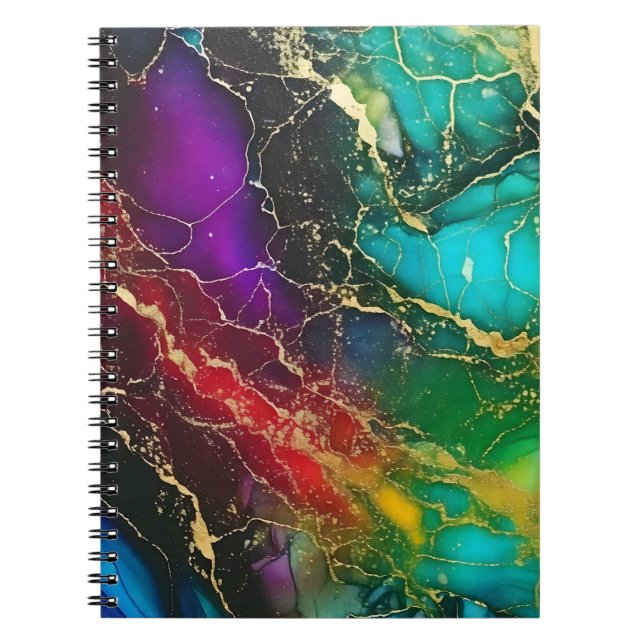 Rainbow Colours Alcohol Ink Painting Notebook (Front)