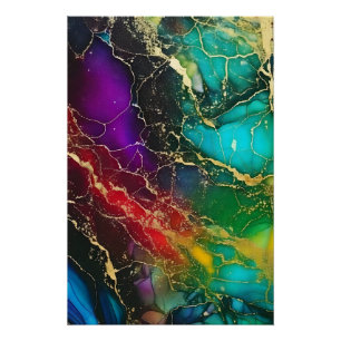 Rainbow Colours Alcohol Ink Painting Poster