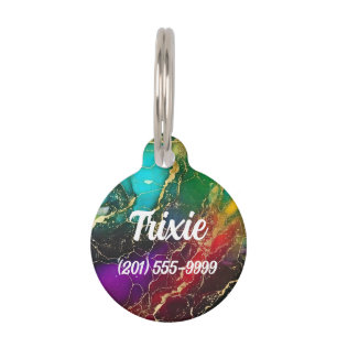 Rainbow Colours Alcohol Ink Pet Tag