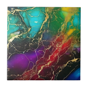 Rainbow Colours Alcohol Ink Tote Ceramic Tile