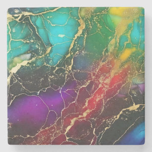 Rainbow Colours Alcohol Ink Tote Stone Coaster