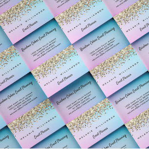Rainbow Colours and Glitter Event Planner Business Card