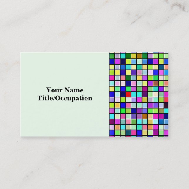 Rainbow Colours And Pastels Square Tiles Pattern Business Card (Front)