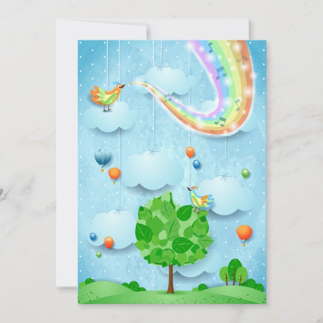 Rainbow colours and tree invitation (Front)