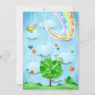 Rainbow colours and tree invitation