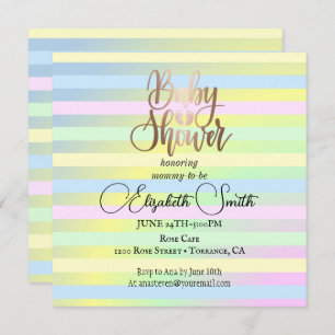 Rainbow colours baby shower invitation