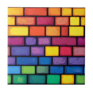 Rainbow Colours Brick Pattern Ceramic Tile