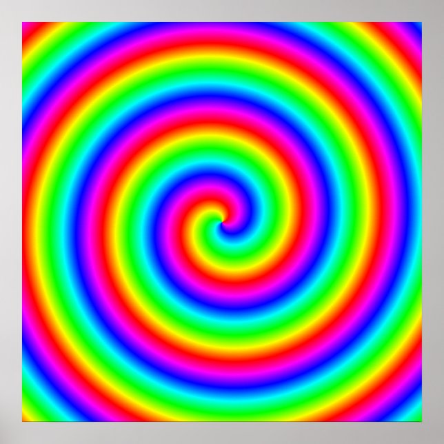 Rainbow Colours. Bright and Colourful Spiral. Poster (Front)