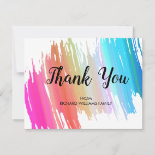 Rainbow Colours Brushstroke Bridal Shower Thank Yo You Card