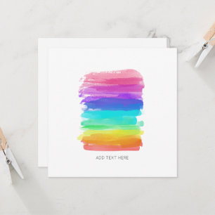 Rainbow Colours Brushstrokes Custom Text Greetings Card