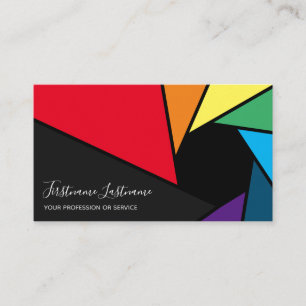 Rainbow colours camera aperture for Photographers Business Card