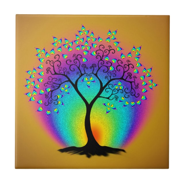 Rainbow Colours Ceramic Tile (Front)