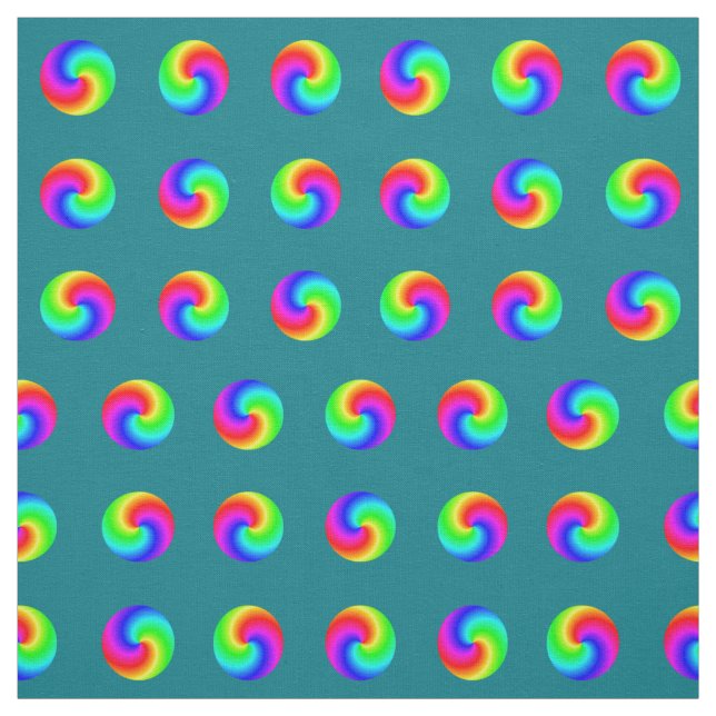 rainbow colours circles spotted pattern dots spots fabric (Swatch)