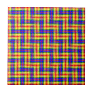 Rainbow Colours Clan Hunting Tartan Plaid Pattern Ceramic Tile
