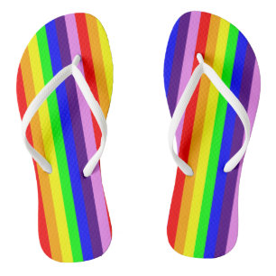 Rainbow Colours Classic Stripes Bright Colourful Thongs