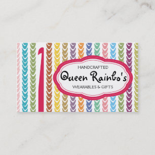 Rainbow colours crochet hook yarn strings business card