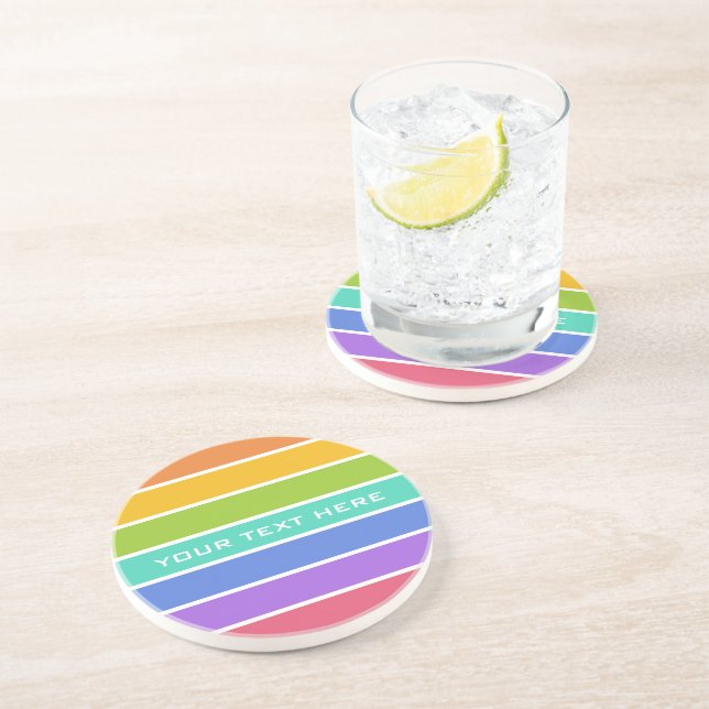 Rainbow Colours custom coaster (Side)