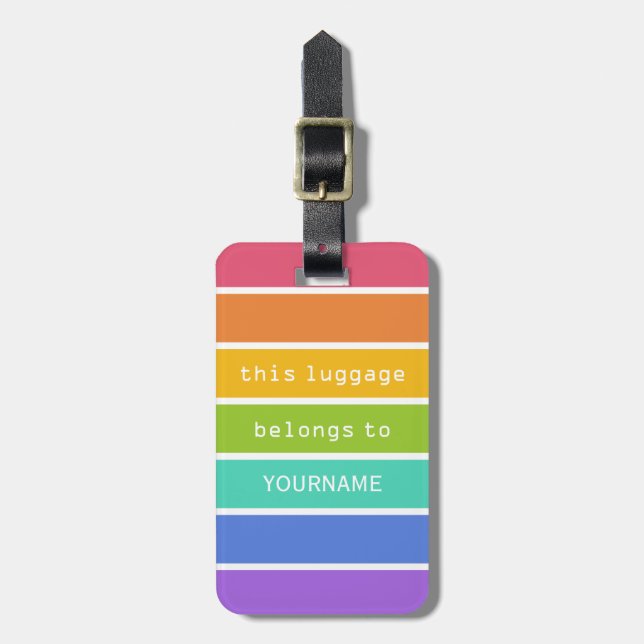 Rainbow Colours custom luggage tag (Front Vertical)