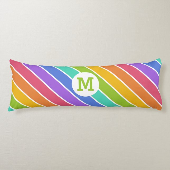 Rainbow Colours custom monogram body cushion (Front)