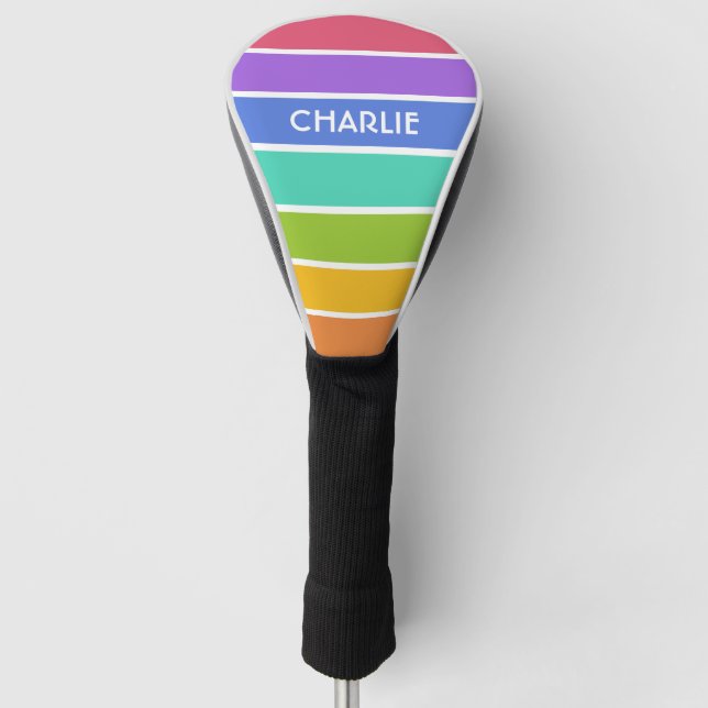 Rainbow Colours custom monogram driver cover (Front)