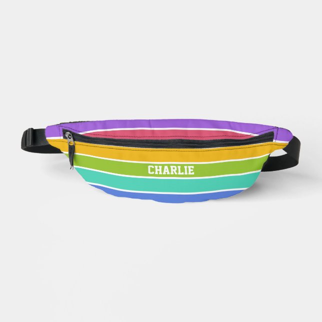 Rainbow Colours custom name Bum Bags (Front)