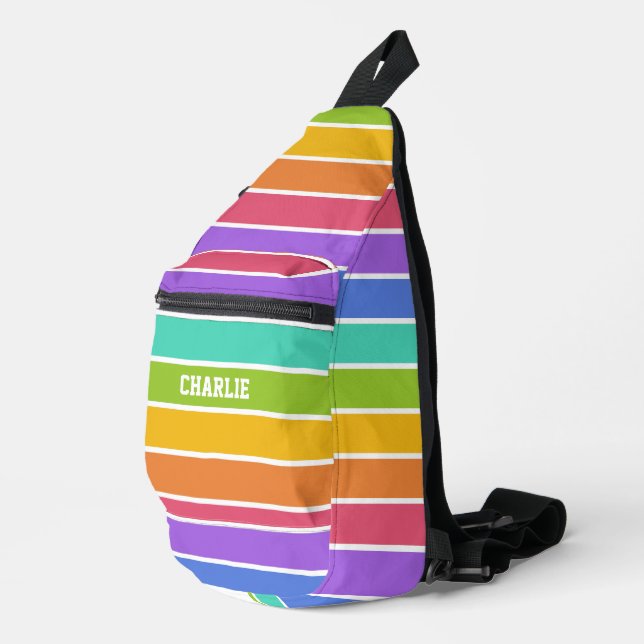 Rainbow Colours custom name Sling Bag (Right Corner)