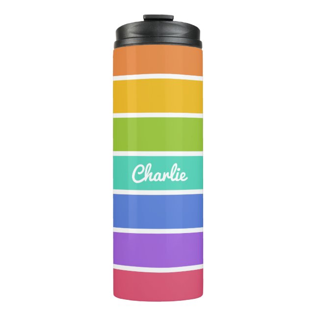 Rainbow Colours custom name tumbler (Front)