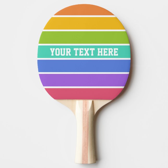 Rainbow Colours custom ping pong paddle (Front)
