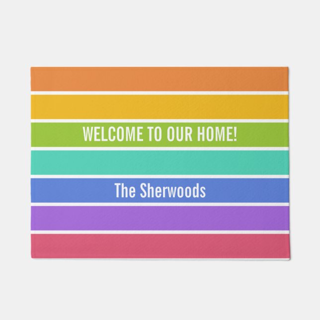 Rainbow Colours custom text doormats (Front)