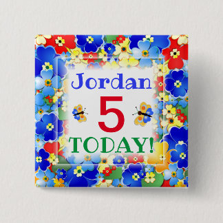 Rainbow Colours Customisable Age 15 Cm Square Badge