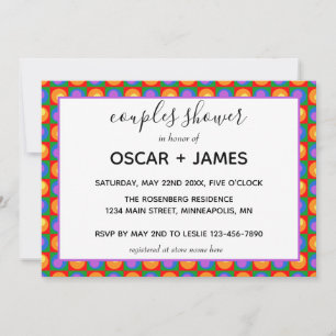 Rainbow Colours Dot Squares Same-Sex Couples Showe Invitation